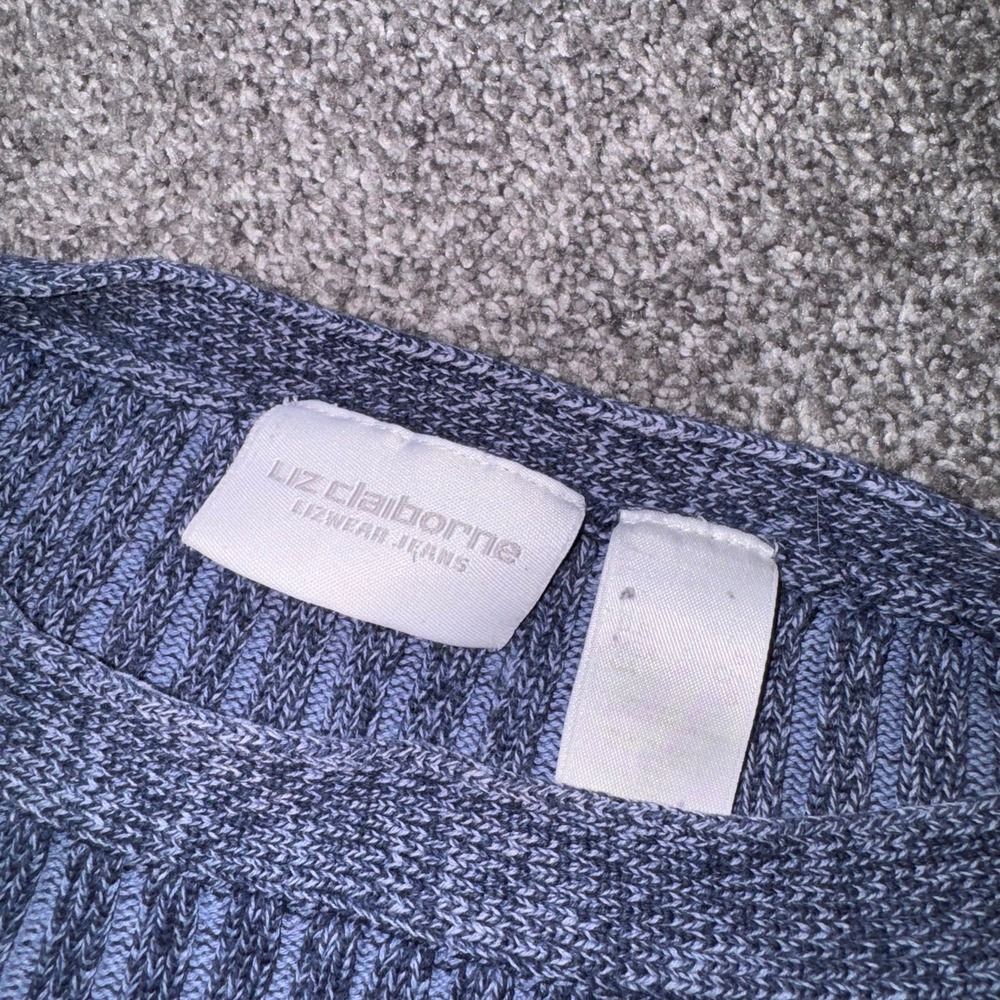 Liz Claiborne Lizwear Jeans Blue Ribbed Knit Sweater Boatneck - Size Small - Picture 2 of 11